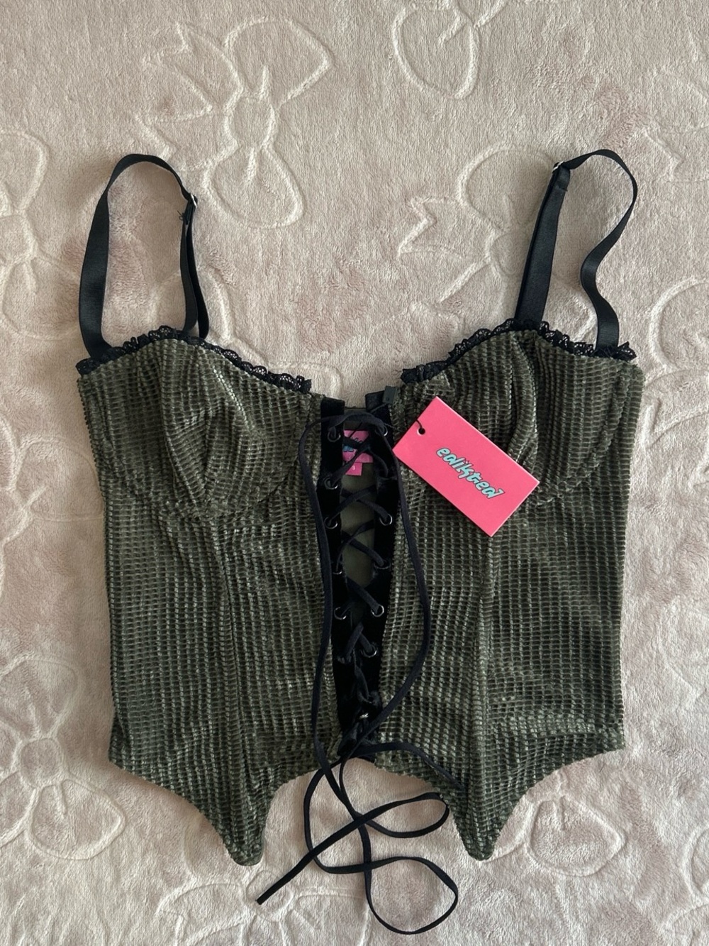 NWT Edikted Lacey Cupped Velvet Corset